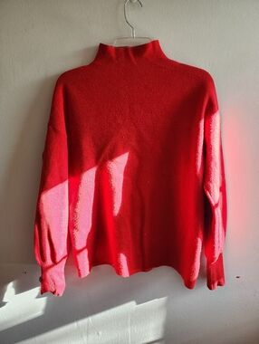 Red Mock Neck Women's Sweater